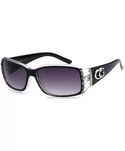 CG Eyewear Rhinestone Studded Narrow Rectangular Fashion Sunglasses UV Protect - 2 Tone - Black & Clear - C712DXTCB3F $13.21 ...