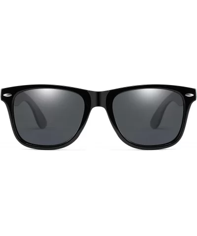 Polarized Sunglasses Classic Square Unisex Transparent Frame Glasses - Black Grey - CZ18Z2Y83XS $12.48 Sport