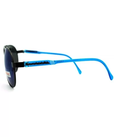 Biohazard Sunglasses Racer Round Aviators Multicolor Reflective Lens - Black Blue - C811FWZZBHR $12.19 Round