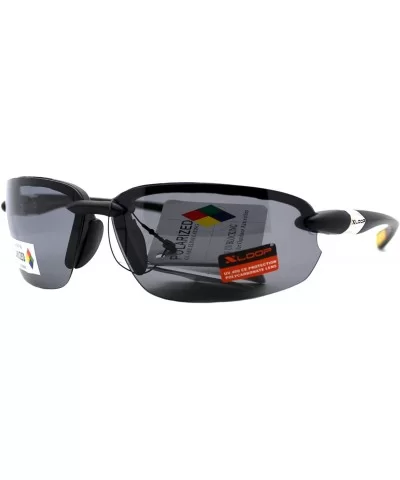 Polarized Lens Sunglasses Rimless Sports Oval Rectangular Frame - Black Yellow - CS12J532P9D $16.54 Sport