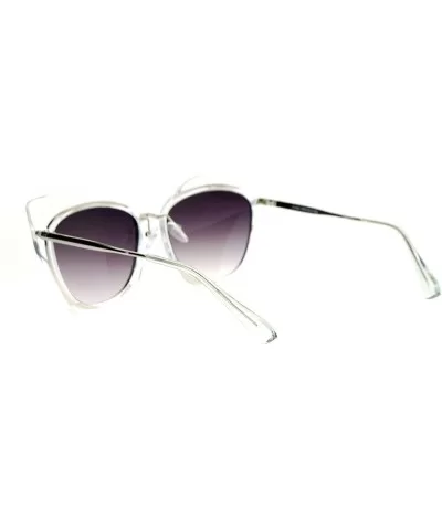 Oversized Womens Sunglasses Big Square Butterfly Double Frame UV 400 - Clear Silver - CN1877IQHR4 $16.22 Square