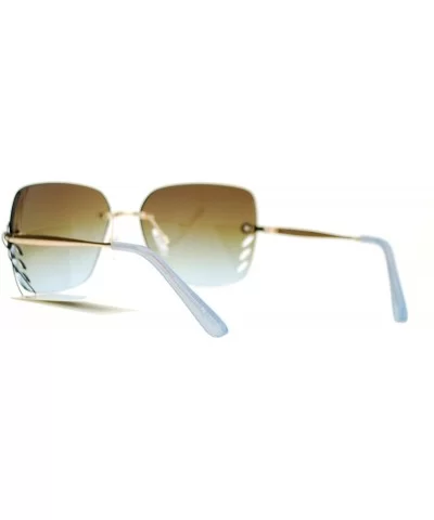 Womens Rimless Square Sunglasses Chic Designer Fashion Shades - Gold (Brown Blue) - C218C56GDNY $18.41 Square