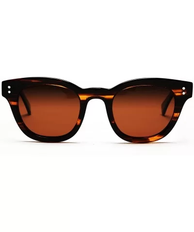 Women's Polarized Modern Classis Vista Horned Rim Vintage Sunglasses - Choco Brown - C212E0DXDKX $62.58 Round