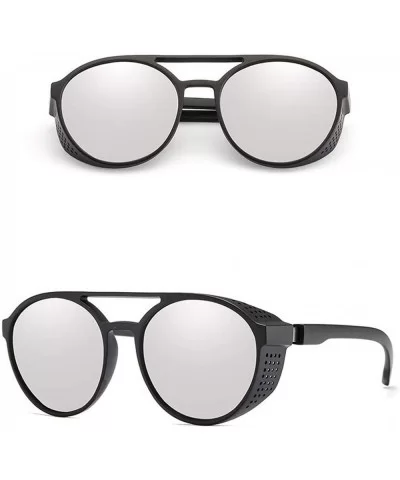 Man Retro Round Punk Sunglasses - 4 - CW198O7NWK8 $40.19 Aviator