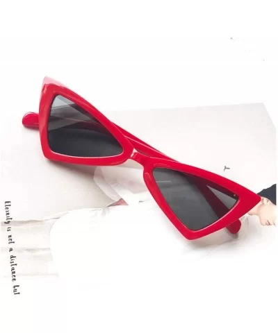 Small Triangle Cat Eye Sunglasses Women Fashion Vintage Eyeglasses 2018 Stylish Sun Glasses UV400 Goggles - Red - CW197Y6AX53...