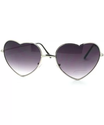 Thin Metal Heart Shape Sunglasses Womens Cute Shades Gold/Silver - Silver - C31884G452A $12.48 Oval