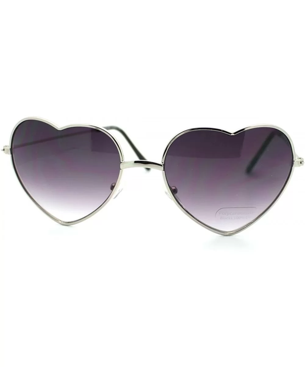 Thin Metal Heart Shape Sunglasses Womens Cute Shades Gold/Silver - Silver - C31884G452A $12.48 Oval