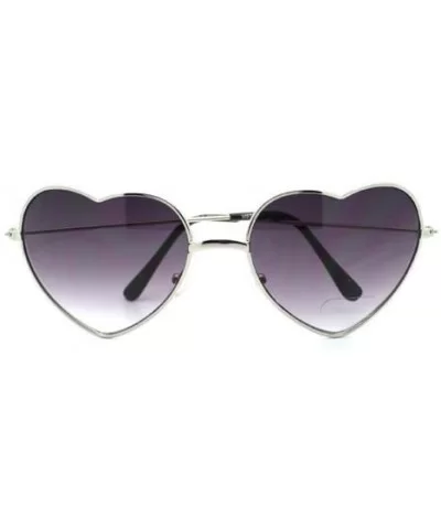 Thin Metal Heart Shape Sunglasses Womens Cute Shades Gold/Silver - Silver - C31884G452A $12.48 Oval