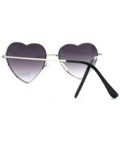 Thin Metal Heart Shape Sunglasses Womens Cute Shades Gold/Silver - Silver - C31884G452A $12.48 Oval