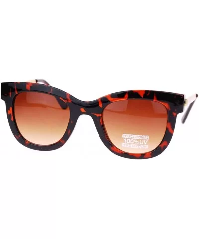 Retro Runway Fashion Thick Plastic Horn Rim Metal Arm Sunglases - Dark Tortoise - CY11YNNGEPR $13.49 Square