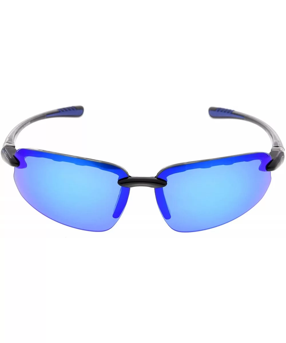 Polycarbonate Polarized Sport Sunglasses Half Rimless TR90 Unbreakable - Black/Blue Mirror - C512N5JOOVL $19.94 Rimless