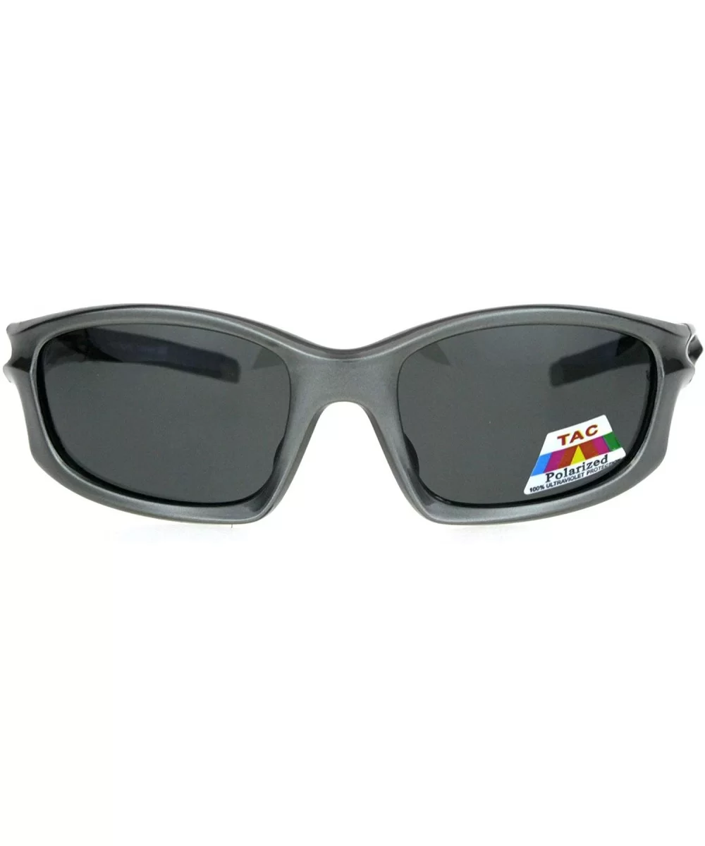 Polarized Mens Futuristic Aerodynamic Warp Sport Light Sunglasses - Silver Black - CH18HG4LCXY $17.73 Sport