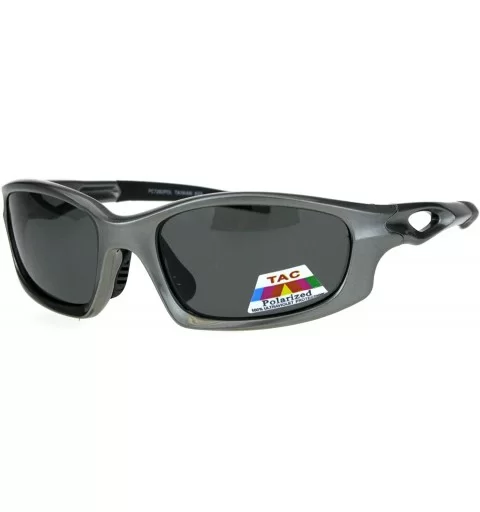 Polarized Mens Futuristic Aerodynamic Warp Sport Light Sunglasses - Silver Black - CH18HG4LCXY $17.73 Sport