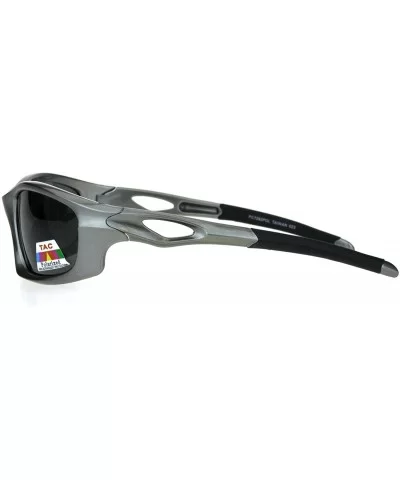 Polarized Mens Futuristic Aerodynamic Warp Sport Light Sunglasses - Silver Black - CH18HG4LCXY $17.73 Sport