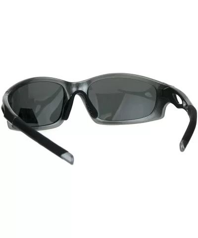 Polarized Mens Futuristic Aerodynamic Warp Sport Light Sunglasses - Silver Black - CH18HG4LCXY $17.73 Sport