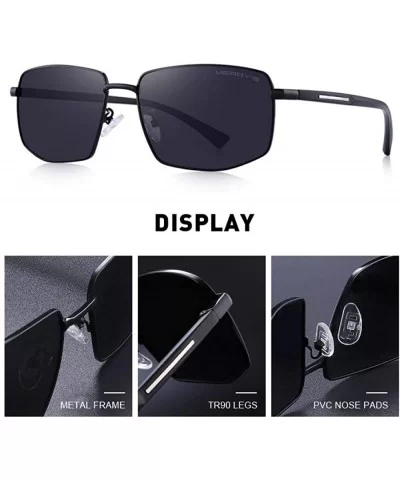 DESIGN Men Classic Sunglasses Male HD Polarized Rectangle Sun Glasses C01 Black - C03 Blue - C718XDWUDKG $25.96 Aviator