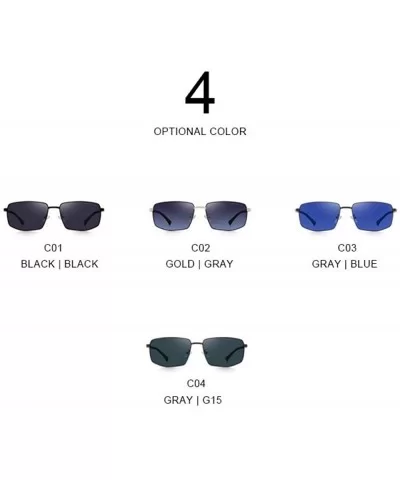 DESIGN Men Classic Sunglasses Male HD Polarized Rectangle Sun Glasses C01 Black - C03 Blue - C718XDWUDKG $25.96 Aviator