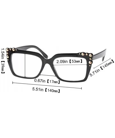 Ladies Oversized Sexy Square Rivet Stylish Frame Reading Glass - Black - CH18C0S0CG2 $12.05 Oversized