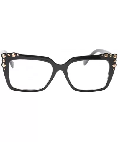 Ladies Oversized Sexy Square Rivet Stylish Frame Reading Glass - Black - CH18C0S0CG2 $12.05 Oversized