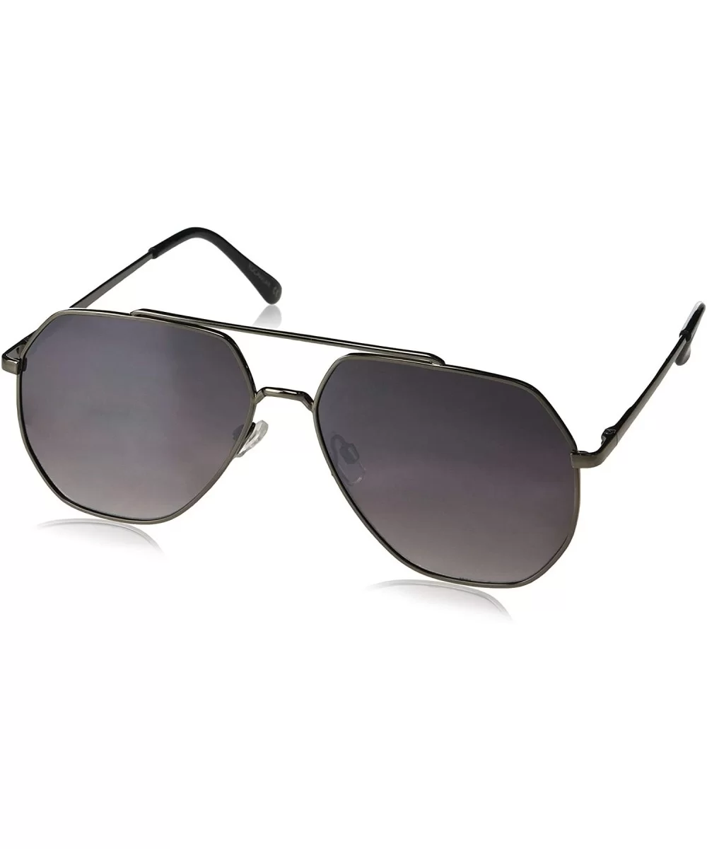 Men's R1500 Geometric Metal Aviator Sunglasses with 100% UV Protection- 60 mm - Gunmetal & Black - CB18NDE0RGG $65.87 Shield