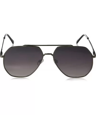 Men's R1500 Geometric Metal Aviator Sunglasses with 100% UV Protection- 60 mm - Gunmetal & Black - CB18NDE0RGG $65.87 Shield