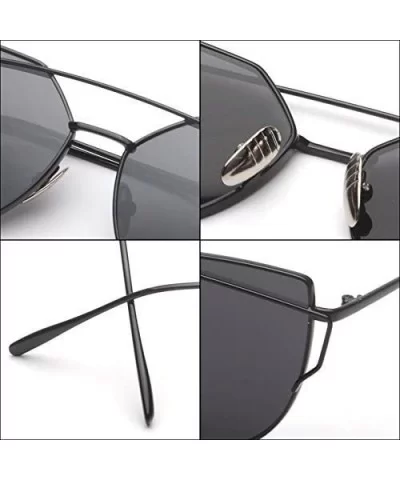 RetroUV Oversized Sunglasses Mirrored Fashion - Black Frame / Red Lense - CQ12L9HHIH7 $9.13 Round