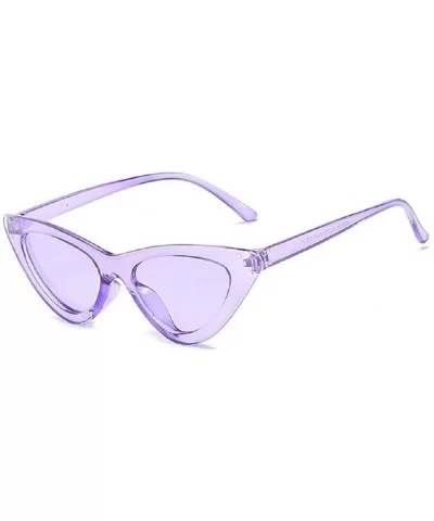 Cute Sexy Retro Cateye Sunglasses for Women Clout Goggles Candy Colors - Clear Purple - CX18SKH88MC $11.97 Goggle