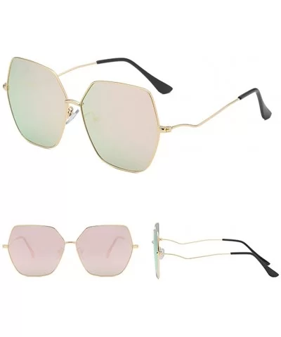 Oversized Metal Geometric Pentagon-Irregular Large Sunglasses Women Fashion Vintage Sunglasses - D - CY196S9HQ0S $9.65 Rimless