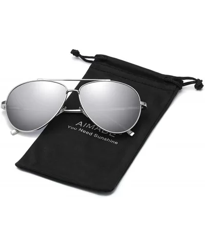 Premium Military Polarized Sunglasses Protection - Silver Frame/Silver Lens - CN18KEMYR25 $19.17 Round