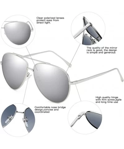 Premium Military Polarized Sunglasses Protection - Silver Frame/Silver Lens - CN18KEMYR25 $19.17 Round