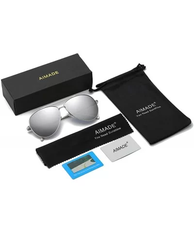 Premium Military Polarized Sunglasses Protection - Silver Frame/Silver Lens - CN18KEMYR25 $19.17 Round