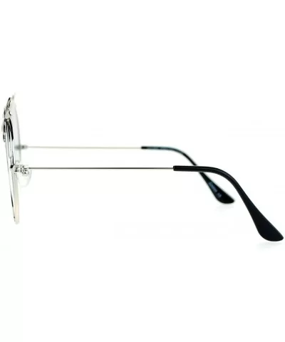 Super Flat Lens Sunglasses Thin Metal Round Circle Frame Palm Trees - Silver - CH128NRWDF3 $11.75 Round