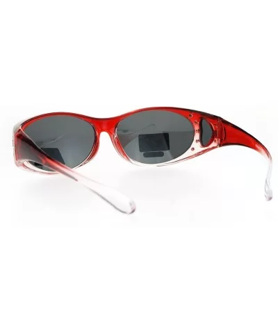 Polarized Womens 2 Tone 60mm Rhinestone Studded Oval Fit Over Sunglasses - Red - CK12O23F0M7 $16.99 Oval