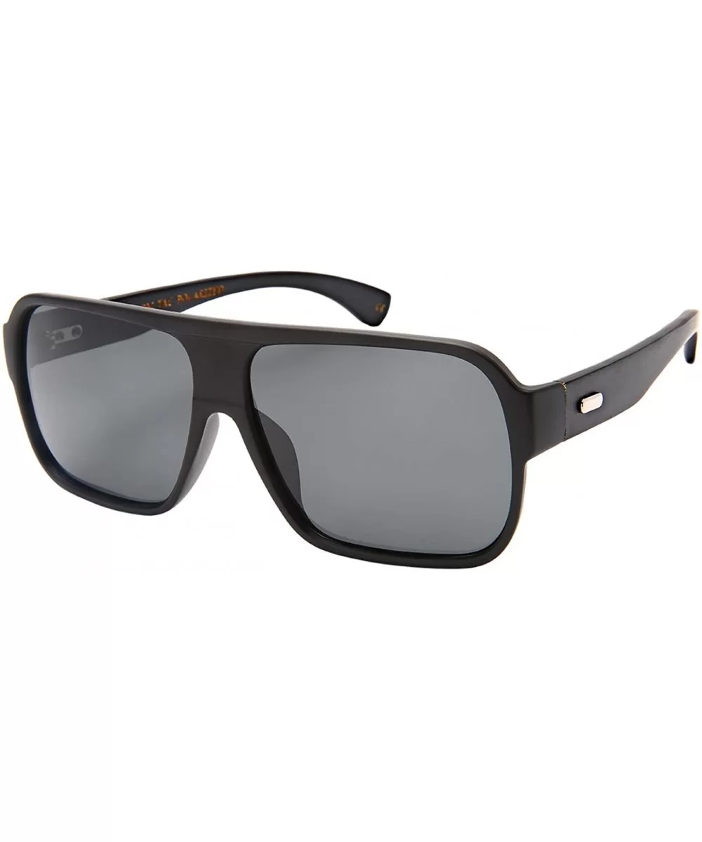 Retro Square Wooden Bamboo Sunglasses Polarized Lens 540846BM-P - Matte Black - CX183G9I66K $21.89 Oversized