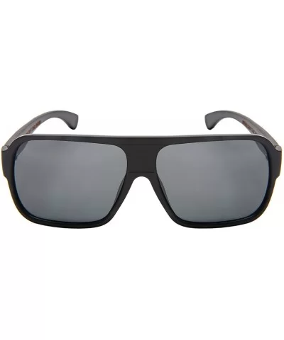 Retro Square Wooden Bamboo Sunglasses Polarized Lens 540846BM-P - Matte Black - CX183G9I66K $21.89 Oversized