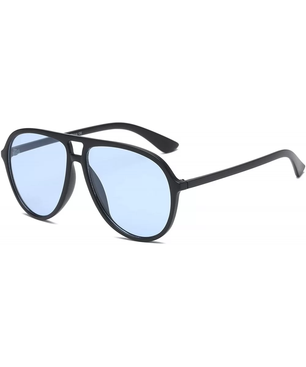 Unisex Funky Fashion Oversized Aviator Sunglasses - Blue - CX18WU8X3YI $32.49 Goggle