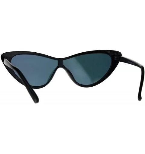 Womens Color Mirror Shield Futuristic Cat Eye Funky Plastic Sunglasses - Black Peach Mirror - C7180GEUXX5 $13.77 Cat Eye