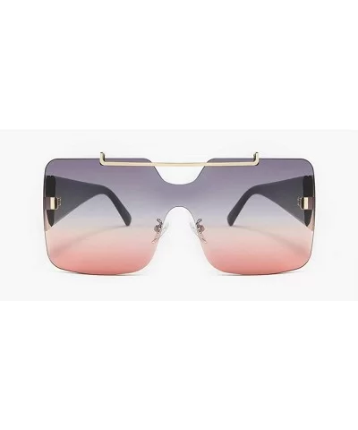 Retro sunglasses for women brand design frameless Siamese female glasses - Blue&pink - CB18UC7CYEN $17.69 Square