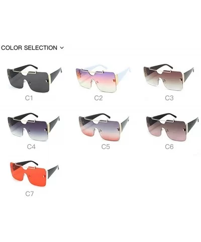 Retro sunglasses for women brand design frameless Siamese female glasses - Blue&pink - CB18UC7CYEN $17.69 Square