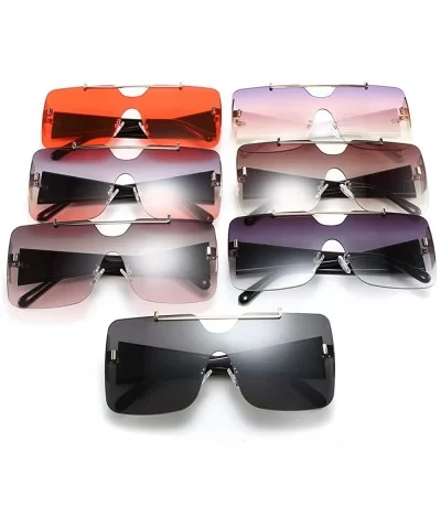 Retro sunglasses for women brand design frameless Siamese female glasses - Blue&pink - CB18UC7CYEN $17.69 Square