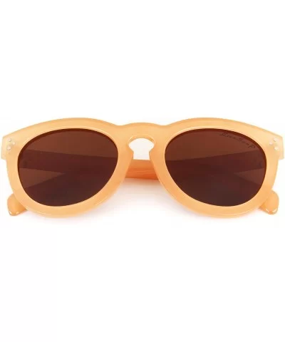 Designer Classic Round Circle polarized Sunglasses Men Women Glasses lsp4202 - Brown - CA120YRCWEH $25.89 Round