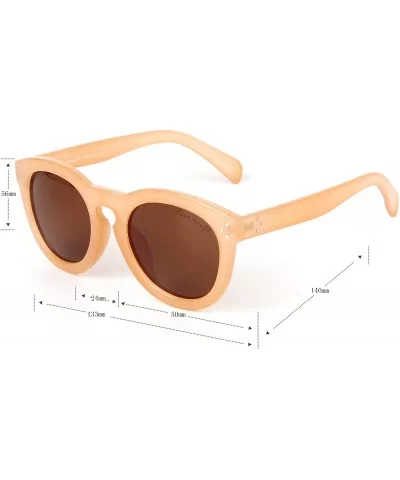 Designer Classic Round Circle polarized Sunglasses Men Women Glasses lsp4202 - Brown - CA120YRCWEH $25.89 Round