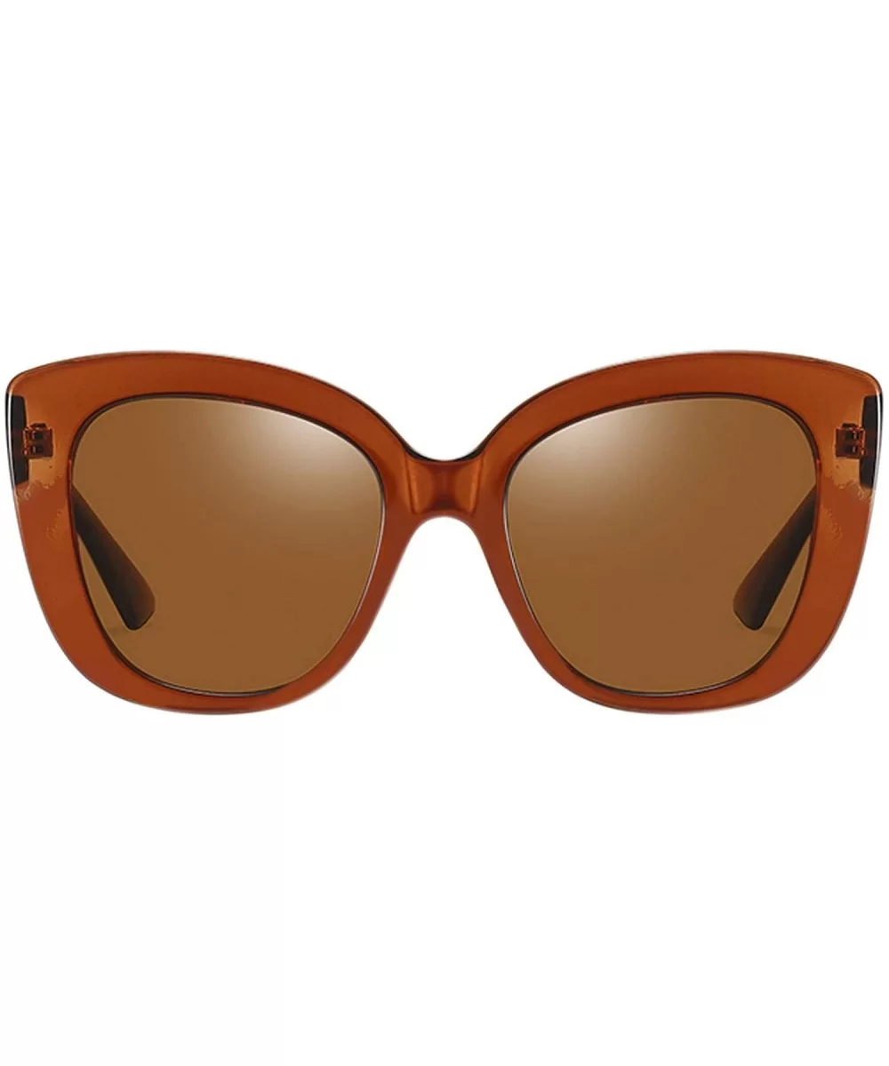 Large Sunglasses Oversized Cateye Polarized Fashion Eyewear 100% UV Protection - Brown - CJ190R0XMD9 $19.16 Oversized