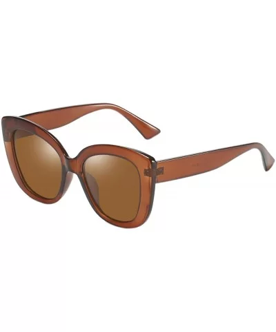 Large Sunglasses Oversized Cateye Polarized Fashion Eyewear 100% UV Protection - Brown - CJ190R0XMD9 $19.16 Oversized