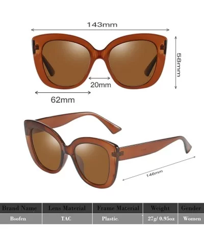 Large Sunglasses Oversized Cateye Polarized Fashion Eyewear 100% UV Protection - Brown - CJ190R0XMD9 $19.16 Oversized