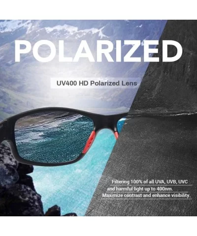 HD Polarized Sports Sunglasses for Men Women FDA 2 Pack CS-MJ8013 - Black+red - CP18ZLIYHYL $21.12 Wrap