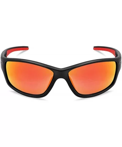 HD Polarized Sports Sunglasses for Men Women FDA 2 Pack CS-MJ8013 - Black+red - CP18ZLIYHYL $21.12 Wrap