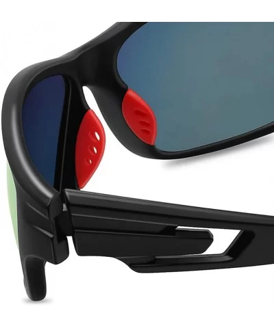 HD Polarized Sports Sunglasses for Men Women FDA 2 Pack CS-MJ8013 - Black+red - CP18ZLIYHYL $21.12 Wrap