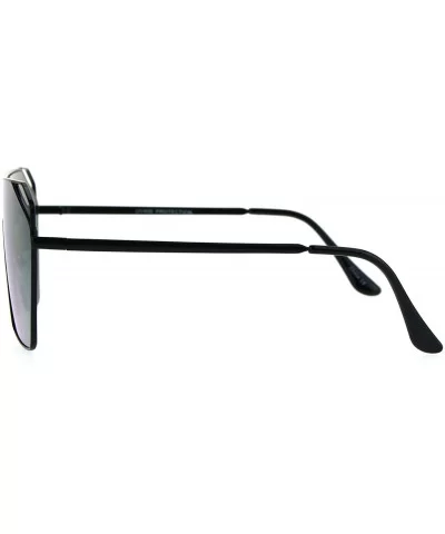 Super Oversized Sunglasses Square Open Cut Corners Shield Frame Mirror Lens - Black (Orange Mirror) - CJ1874I2U44 $17.93 Over...