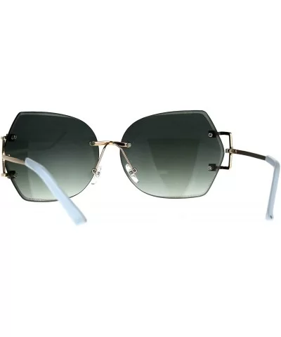 Womens Rimless Fashion Sunglasses Stylish Beveled Gradient Lens - Gold (Green Smoke) - CK188AGY25N $16.55 Square